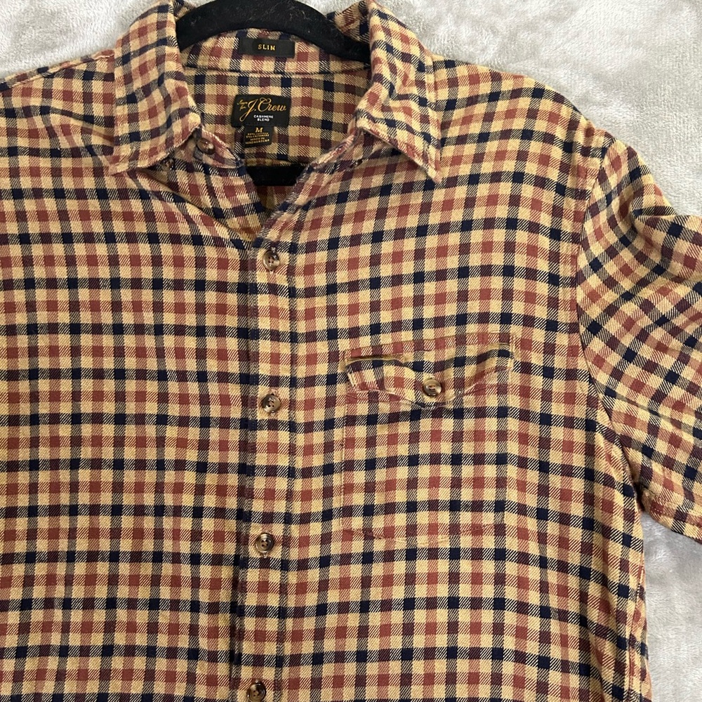 J. Crew cashmere blend plaid button down - Picture 3 of 9